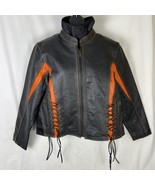 Rocky Mountain Hides Womens Sz L Black Orange Buffalo Leather Jacket w/N... - $116.12 CAD