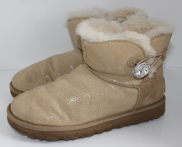 Ugg Australia Sting Bling Swarovski Tan Mini Boots Women&#39;s Size 9 - $69.99