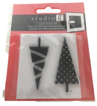 Studio G Clear Stamp Set Christmas Trees Polka Dot Striped Holiday Card Making - £3.92 GBP