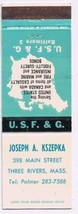 Matchbook Cover Joseph A Kszepka Three Rivers MA USF&amp;G Insurance Baltimore  - £0.54 GBP