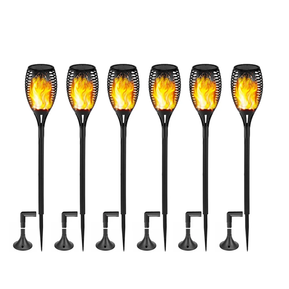 LED Solar Flickering Dancing Lights Wall-mount Flame Torch Solar Light Outdoor D - £56.40 GBP