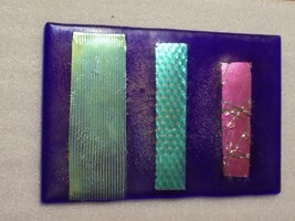 Painted Dichroic Art Design Abstract Glass Hot Plate Display Decor - $24.75