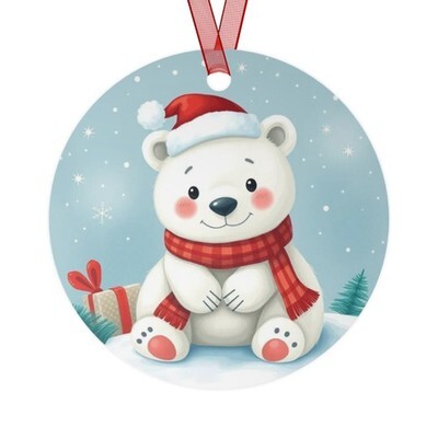 Adorable Polar Bear Ornament – Cute Christmas Tree Decoration Aluminum G... - $19.99
