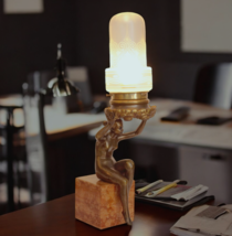 Objet de Collection Original Type Déco Lampe Figurine &quot; Athene &quot; Cuivre ... - $15,160.00 MXN