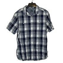The North Face Shirt Size Large Blue White Check Cotton Stretch Blend Mens SS - $19.79