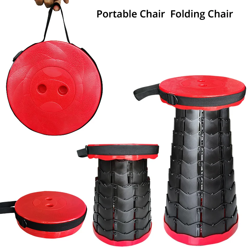 Portable Telescopic Stool, Travel Camping Folding Stools Picnic Seat Out... - £34.34 GBP