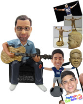 Personalized Bobblehead Guitar Player Sitting On Sofa And Ready To Play Some Tun - £139.08 GBP