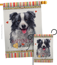 Border Collie Happiness Flags Set Dog 28 X40 Double-Sided House Banner - £40.13 GBP