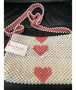 NWT Isaac Mizrahi Beaded White w/ Pink Hearts Valentines Cottagecore Bag... - £22.41 GBP