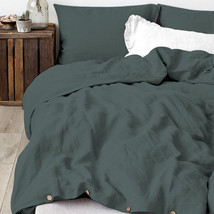 Forest Green color Cotton Duvet Cover 3 Pcs Stonewashed Cotton Bedding Duvet  - £34.19 GBP+