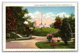 Lincoln Torre Quercia Ridge Cimitero Springfield Illinois Il Unp Lino Cartolina - £3.16 GBP