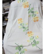 &quot;&quot;YELLOW AND ORANGE ROSES ON IVORY - HAND EMBROIDERED TABLECLOTH&quot;&quot; - SCA... - £13.25 GBP