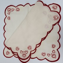 Vintage Farmhouse Red Napkin Set Hearts 12x12 Inch Set of 2 - £13.43 GBP