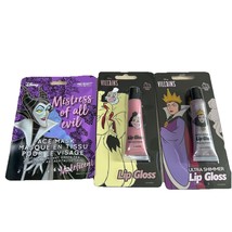 Disney VILLAINS Lot Of 3! Maleficent, Ursula, &amp; Evil Queen Lip Gloss &amp; F... - $297.52 MXN