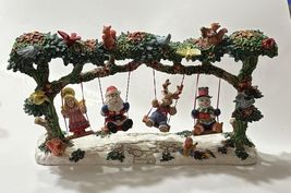 Jaimy 1990s Jolly Holiday Swingers Snowman Santa Reindeer Angel On Swing... - $40.50