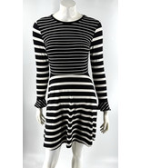 Ann Taylor Loft Long Sleeve Dress Black White Striped Size 4 Petite Stretch - $35.64