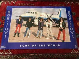 Vtg 1987 Bon Jovi Tour Of The World Original Rock Band Poster - £23.56 GBP