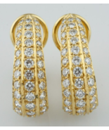 Authenticity Guarantee 
18k Yellow Gold Pave Diamond Three-Row Huggie Ea... - £3,503.20 GBP
