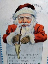 Santa Smoking Long Pipe Christmas Postcard Original Vintage Barton Spooner 1913 - £21.18 GBP