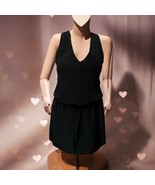 Rory Beca Signed Mini Dress Size S Solid Black 100% Silk- Drawstring Wai... - $854.49 MXN
