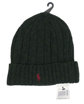 NEW Polo Ralph Lauren Winter Hat!  Black &amp; Green Mix  Red Polo Player  Ribbed - £27.37 GBP