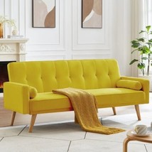 Mid-Century Linen Chesterfield Sofa Couch Modern Love Seat Futon Sofa Sl... - £274.57 GBP