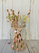 30th Straws, 30th birthday, Age Straws, Birthday Straws, Gold and Peach,... - $9.16