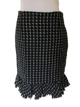oneA Tweed Flounce Skirt, Size 6 Petite, Black/White - £11.83 GBP