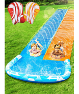 22.5Ft Water Slides and 2 Bodyboards, Lawn Water Slide Summer Slip Water... - $77.34 CAD
