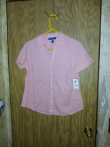 Karen Scott Petites Button Up Shirt Womens Size PM Petite Medium Pink Eyelet NWT - $19.37