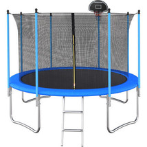 12 FT TRAMPOLINE INSIDE SAFETY NET WITH BASKETBALL HOOP - £219.07 GBP