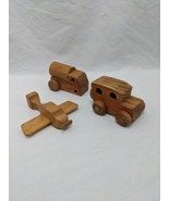 Lot Of (3) Vintage Wooden Children&#39;s Toys Car Airplane - £18.59 GBP