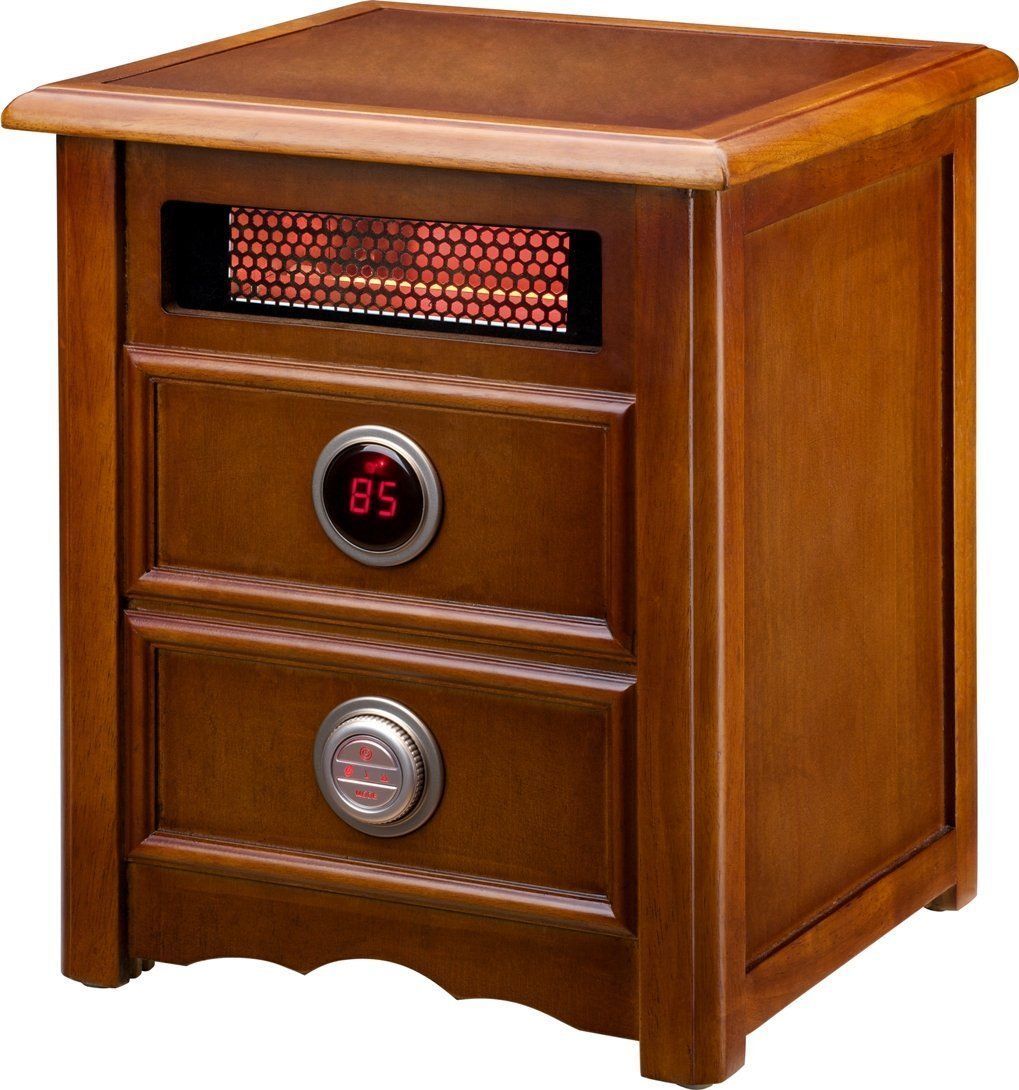 1500 Watt Dual Heater Nightstand Design, Furniture Grade Cabinet, Remote Control - $184.54