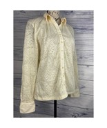 Vintage Talbots Lace Button Front Shirt Women M Collar Long Sleeve Lined... - $23.76