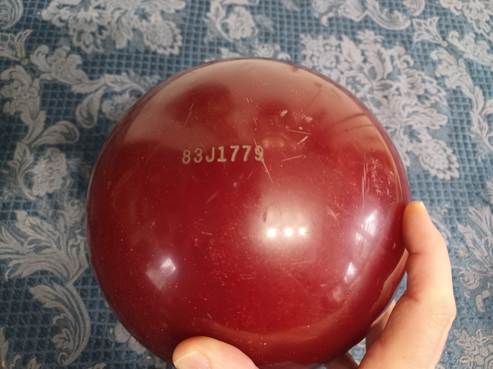 Vtg Retro Ebonite Youth Red Glitter Bronto Bowl Dinosaur Bowling Ball 6 lb 4 oz Item image 2
