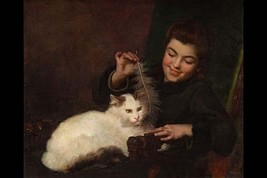 Portrait of a Girl with Cat by Antoine Jean Bail - Art Print - £17.25 GBP+