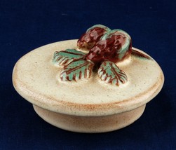 Orphan Pottery Jar Lid w Strawberries &amp; Leaves on Top Ceramic - $5.00