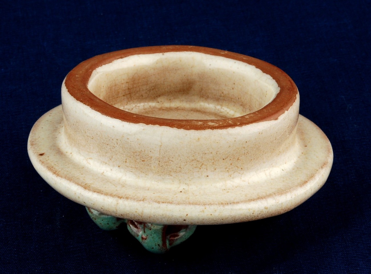 Orphan Pottery Jar Lid w Strawberries & Leaves on Top Ceramic Item image 3