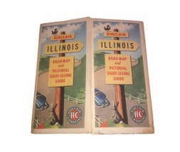 Sinclair Gasoline H-C Illinois 1940’s-1950’s Road Map &amp; Pictoral Guide - $26.44