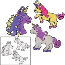 12 Plastic 4&quot; Unicorn Clear Sun-catchers - Kids Painting Craft - - £3.46 GBP