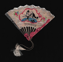 Lovely Vintage Fan Shaped Valentines Day Card With Victorian Couple And Tassles - £26.50 GBP