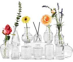 Bigivaca Small Glass Bud Vases Set Of 12, Mini Clear Bud Vases, And Table Decor. - £33.01 GBP
