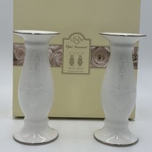 Lenox Candlesticks Set Table Decor Home Dining Porcelain White Opal Innocence - £58.97 GBP