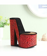 Leopard Print High Heel Shoe Jewelry Box with Hidden Storage - $67.79 CAD