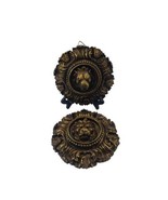 PAIR 2 Lion Head Statues Animal Wall Hanging Sculpture Plaque Décor Resin - $1,385.07 MXN