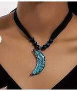 Blue moon glass ribbon pendant - $13.86