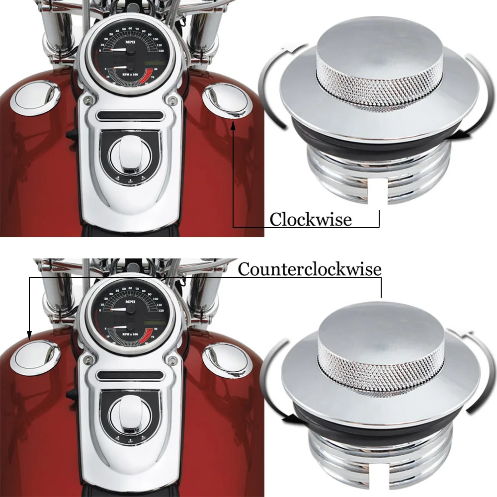 2Pcs Motorcycle Chrome Pop Up Gas Cap Fuel Cap Tank Cover Screw-In  Harley Big T - £623.36 GBP