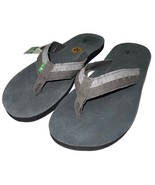 Sanuk Flip Flops Mens Gray Suede Leather Canvas Comfort Sandals Slippers... - £53.15 GBP