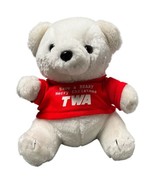 Vintage TWA Ambassador Teddy Bear White Plush Have A Beary Merry Christm... - $14.00