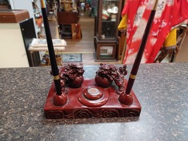 Fu Dog Desk Set With Pens &amp; Sealing Wax Compartment - $1,413.49 MXN